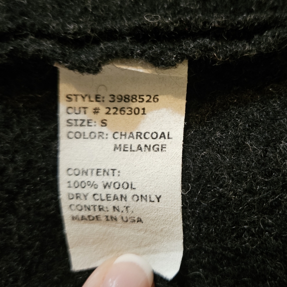 Theophilus Charcoal 100% Wool Coat Size Small - Picture 6 of 6
